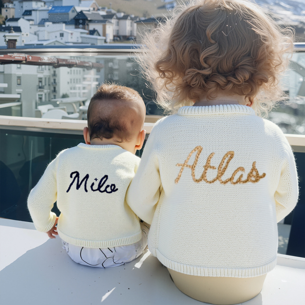 Personalized Hand Embroidered Baby Cardigan | CWBaby282