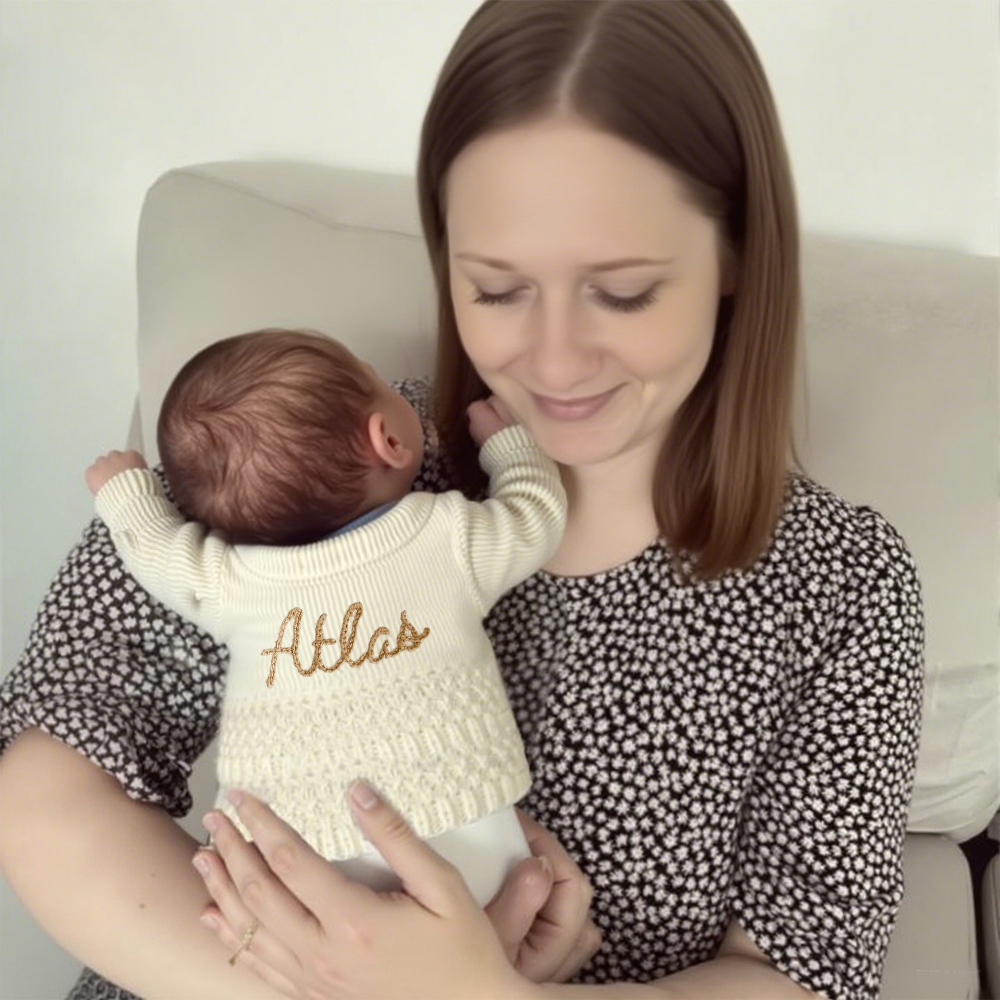 Personalized Hand Embroidered Baby Cardigan | CWBaby281