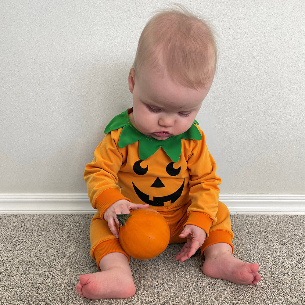 Personalized Baby Pumpkin Halloween Jumpsuit | CWHalloween42