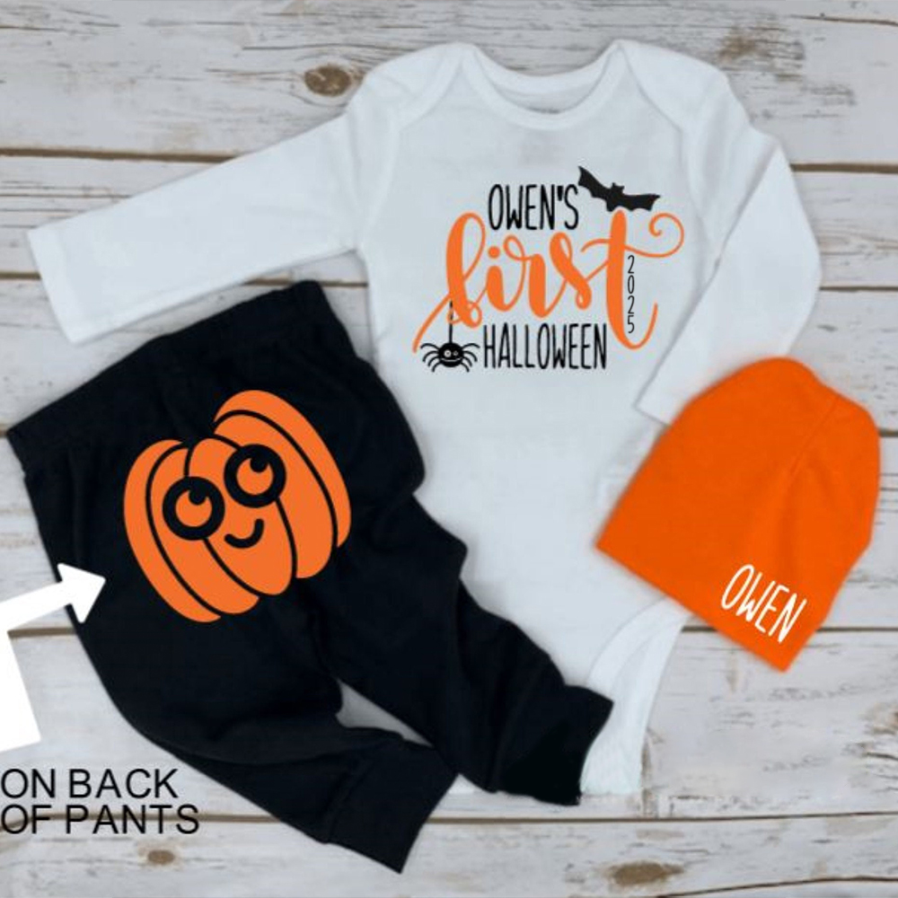 Personalized Baby First Pumpkin Outfit Set | CWHalloween62
