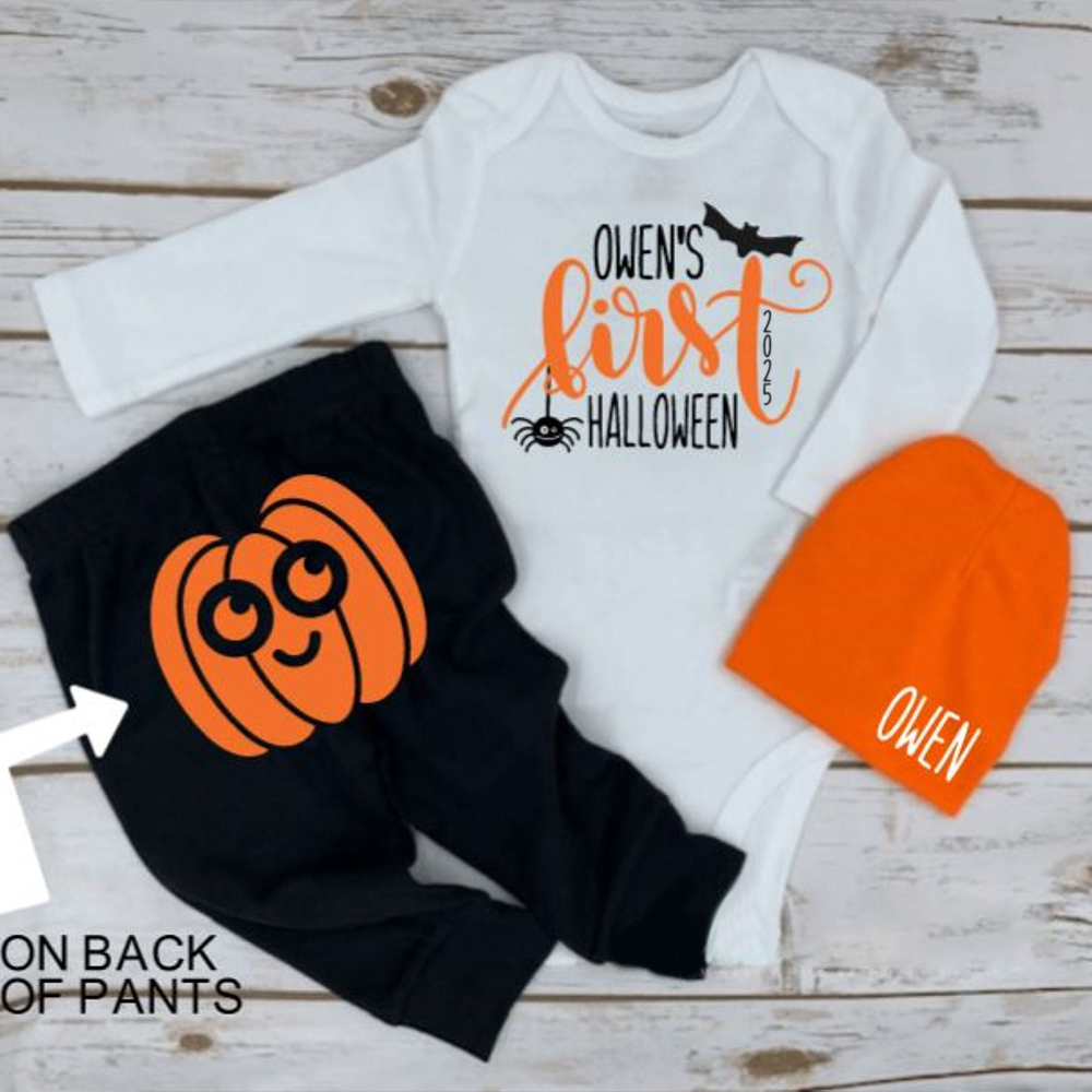 Personalized Baby First Pumpkin Outfit Set | CWHalloween62