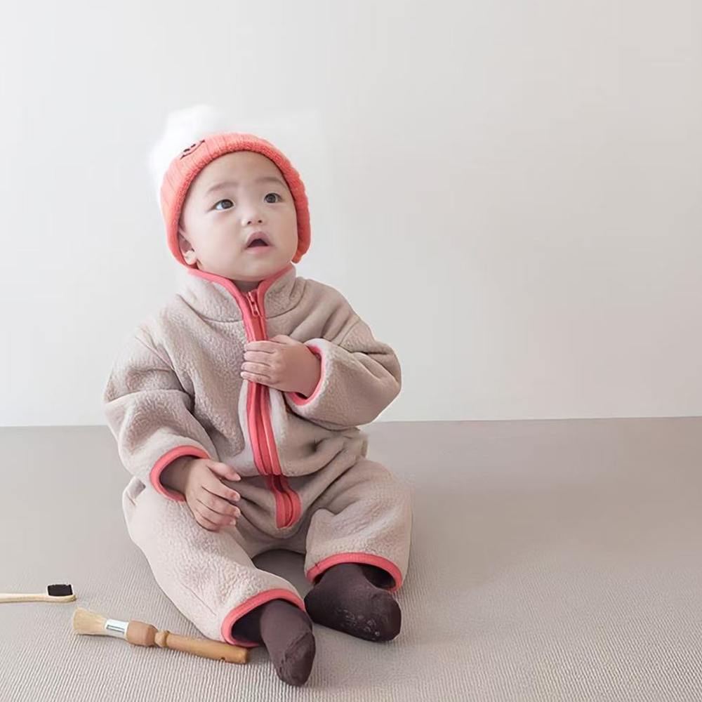 Personalized Leather Patch Baby Soft Sherpa Jumpsuit | CWBaby290