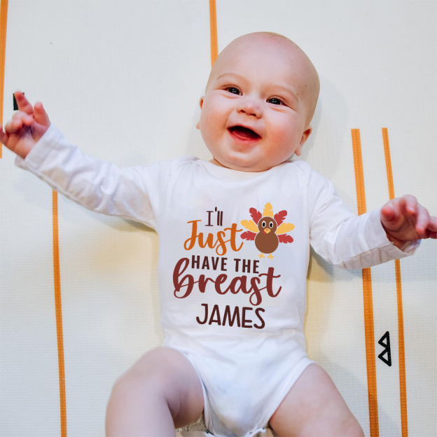 Personalized Baby Romper with Bib Set For Thanksgiving Party | CWThanks03