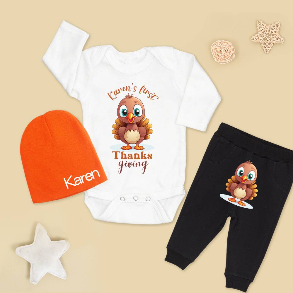 Personalized Baby First Thanksgiving Outfit Set | CWThanks02