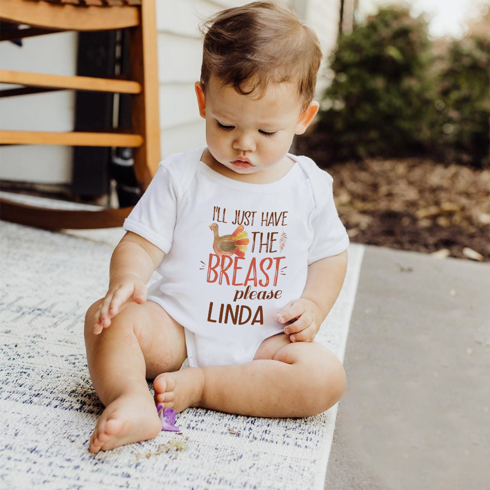 Personalized Baby Romper with Bib Set For Thanksgiving Party | CWThanks03