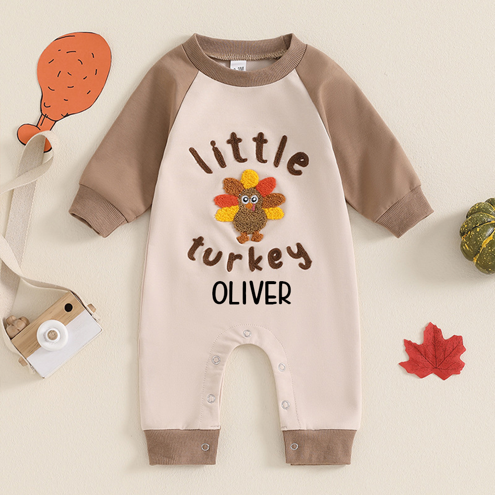 Personalized Baby Lovely Thanksgiving Turkey Romper | CWThanks04