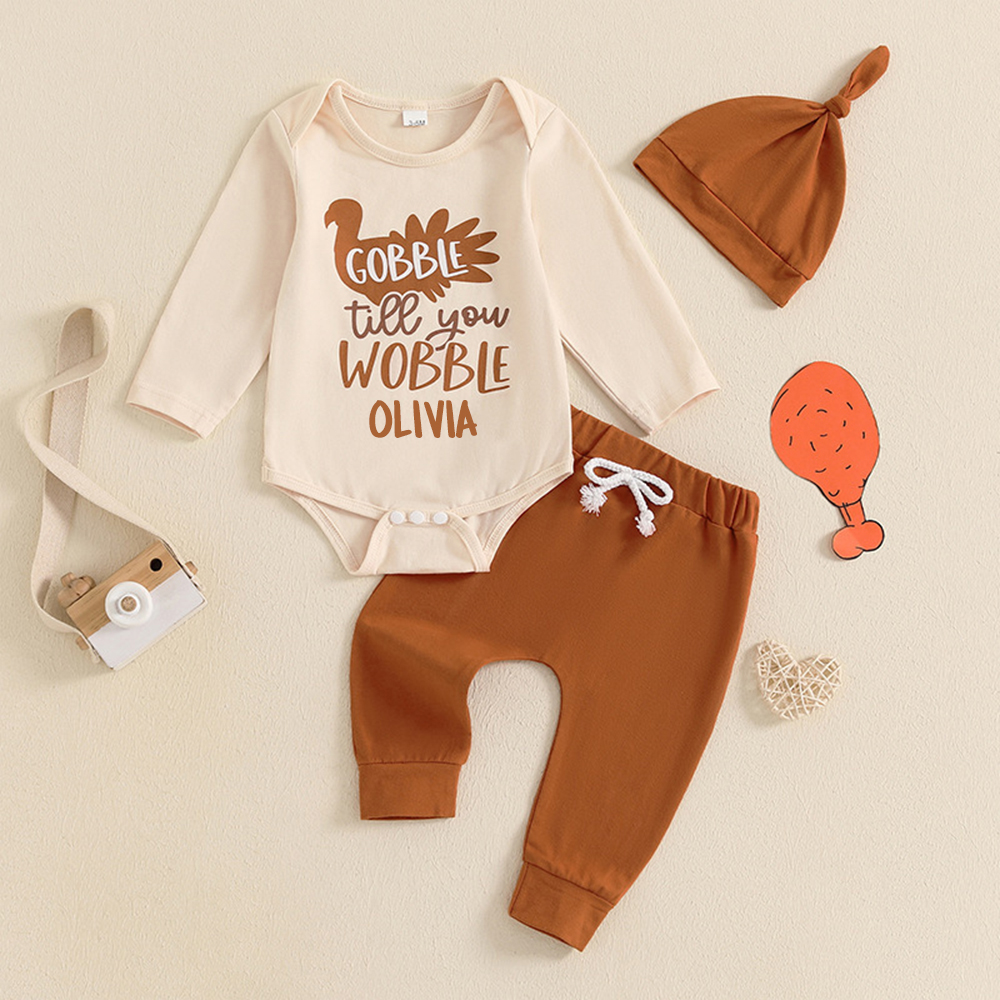 Personalized Baby 1st Thanksgiving Outfit Set | CWThanks11