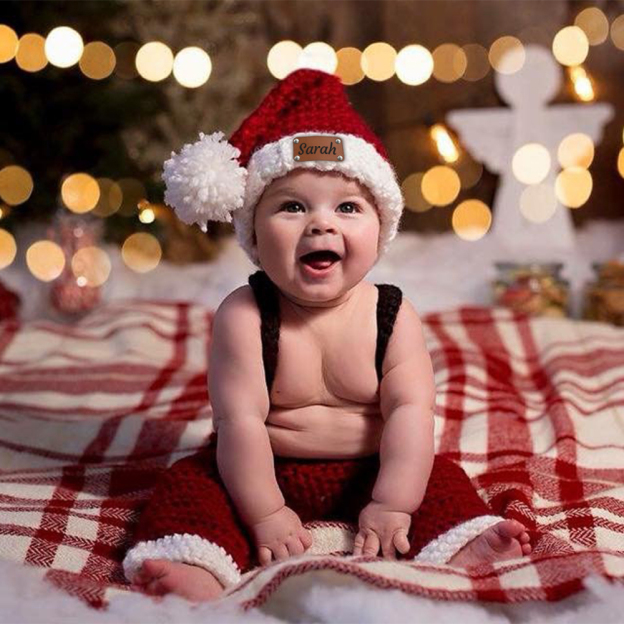 Personalized Leather Patch Christmas Santa Hat | MCGift115