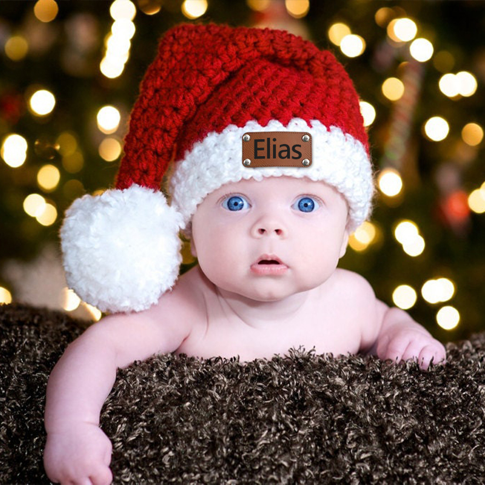 Personalized Leather Patch Christmas Santa Hat | MCGift116