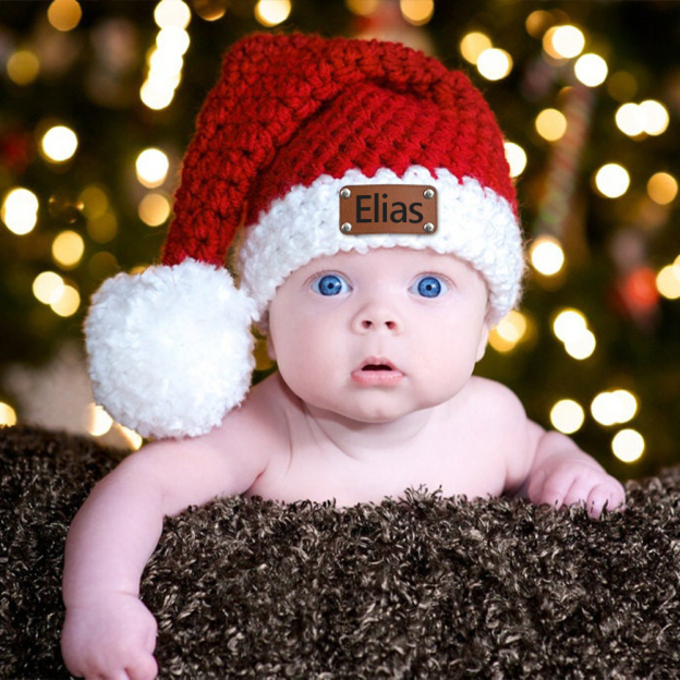 Personalized Leather Patch Christmas Santa Hat | MCGift116