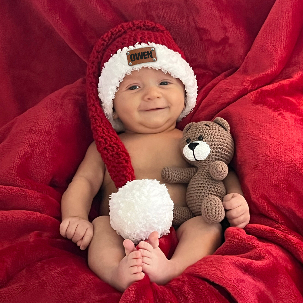 Personalized Leather Patch Christmas Santa Hat | MCGift65