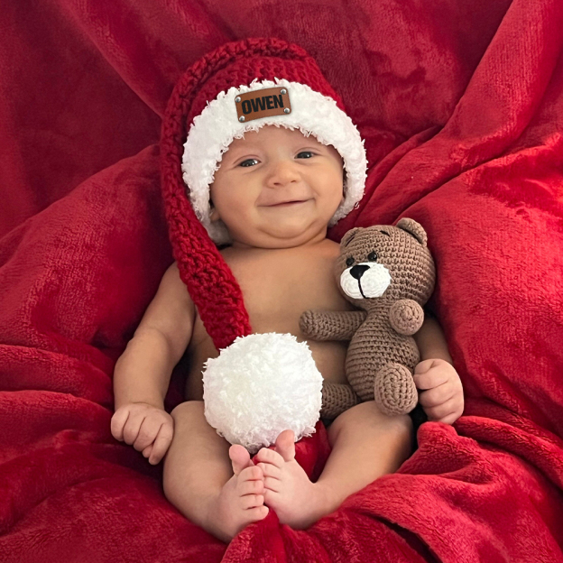 Personalized Leather Patch Christmas Santa Hat | MCGift65