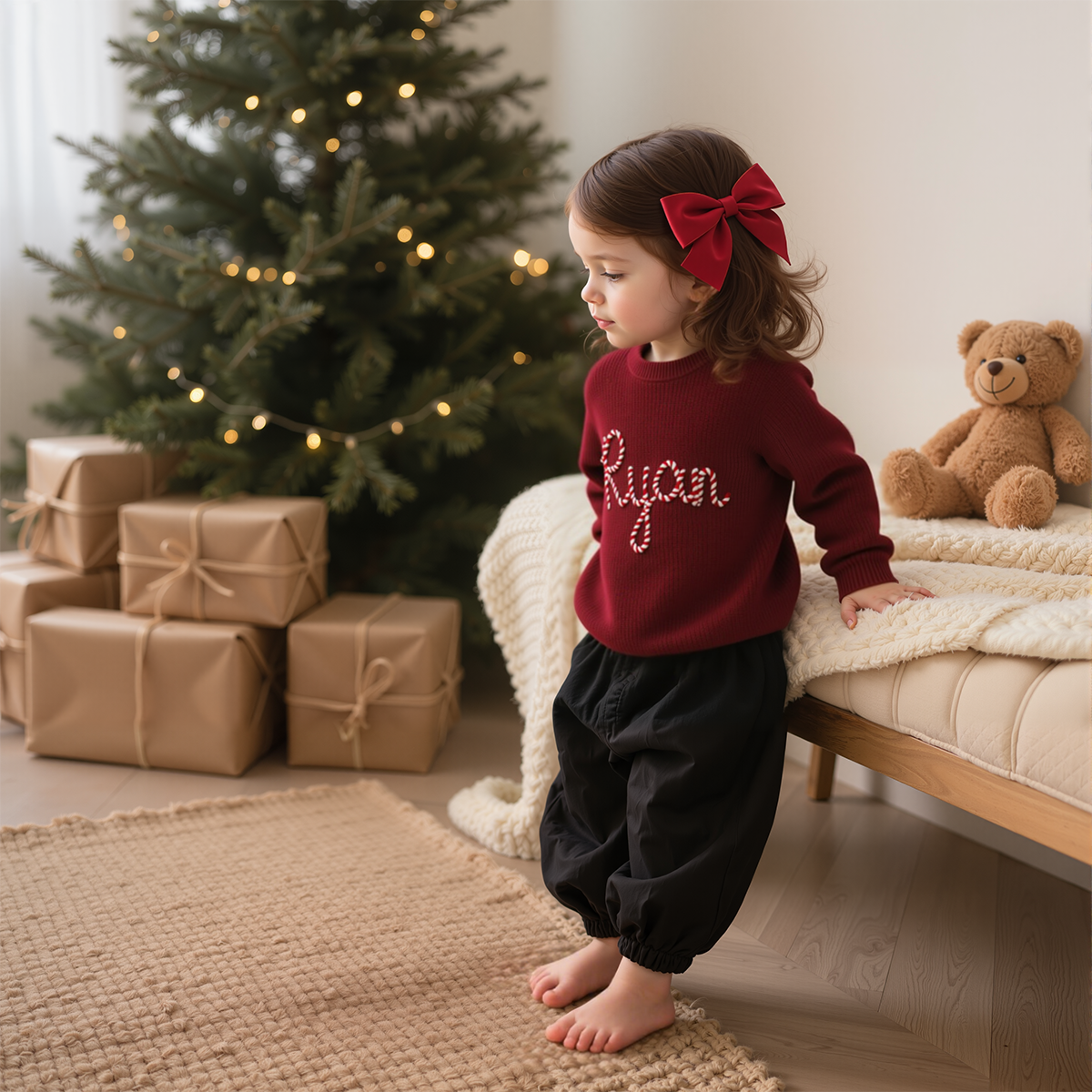 Personalized Christmas Hand embroidered Name Baby Sweater | MCGift138