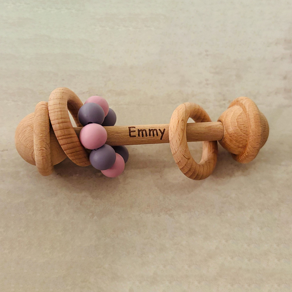 Personalized Baby Sensory Toys Wooden Rattle | CWToy150