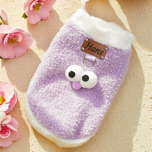 Personalized Leather Patch Lovely Pet Soft Plush Vest | BKPet216