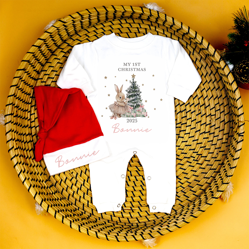 Personalized Baby 1st Christmas Ropmer and Hat Set | MCGift143