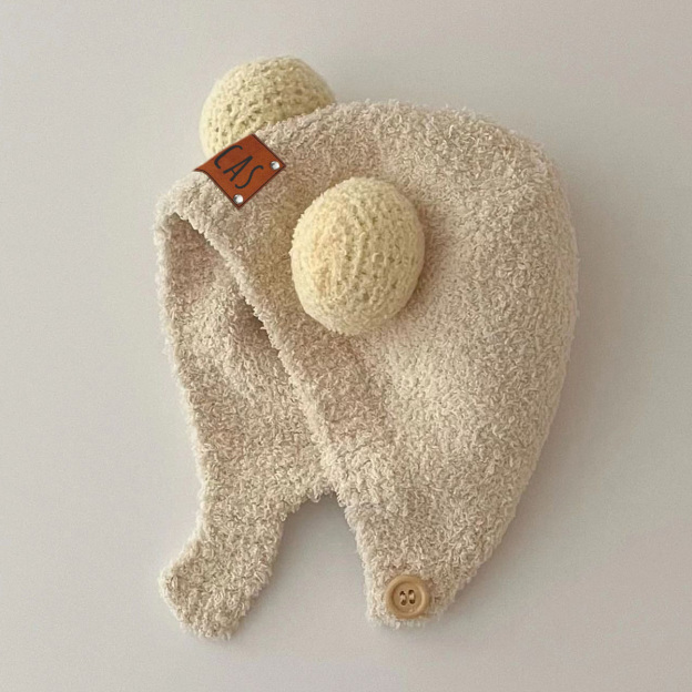 Personalized Leather Patch Cuddle Cub Knit Cap | HSKid60