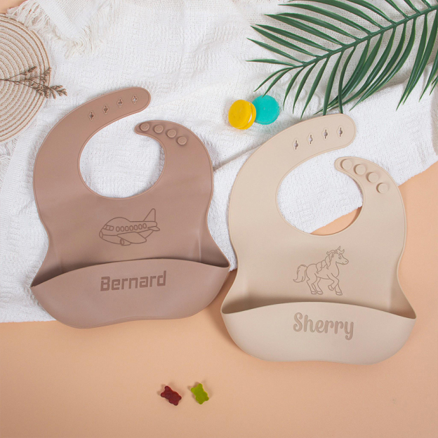 Personalized Baby Reusable Food Grade Silicone Bib | CWBaby299