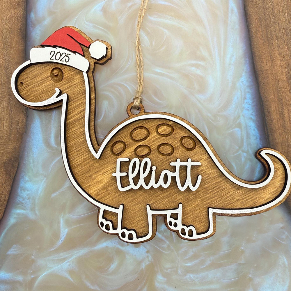 Personalized Christmas Dinosaur Wood Ornaments Decoration | MCGift146