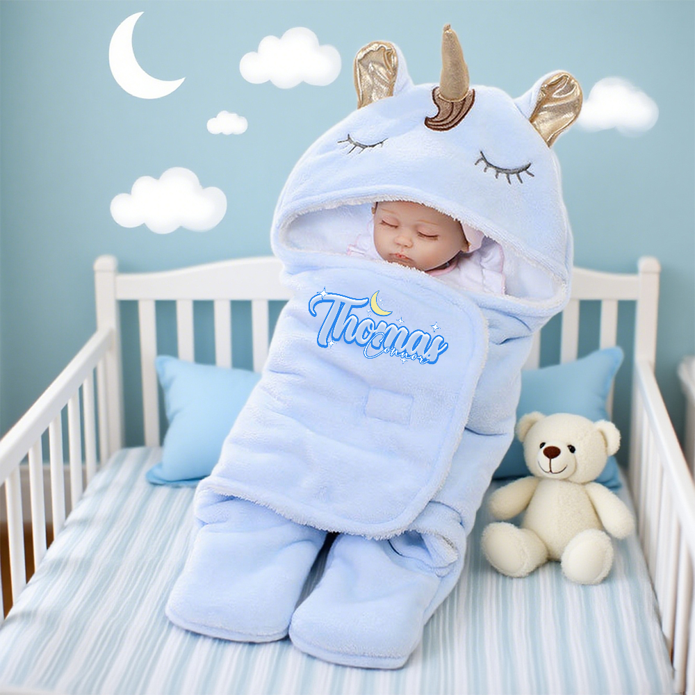 Personalized Baby Unicorn Flannel Super-soft Sleeping Bag | CWBaby307