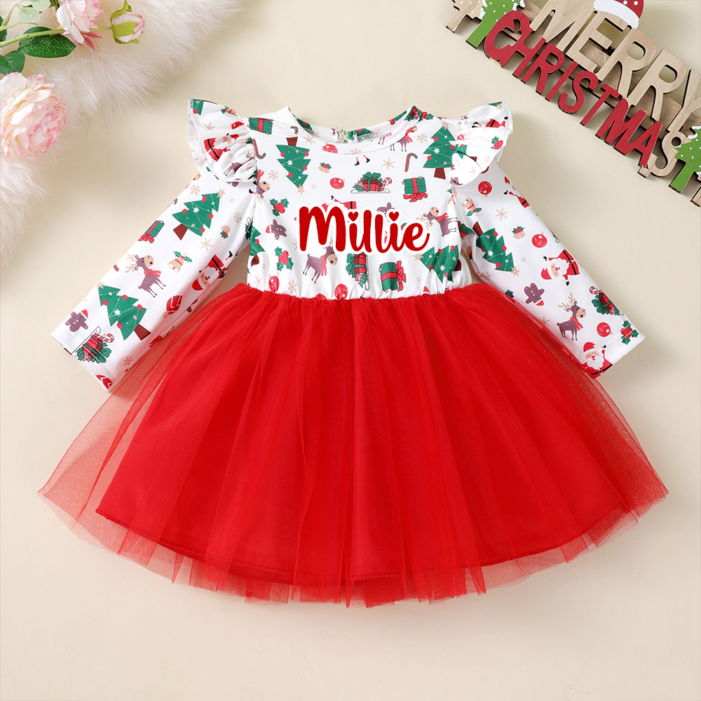 Personalized Christmas Baby Girl Lovely Tutu Dress | MCGift157