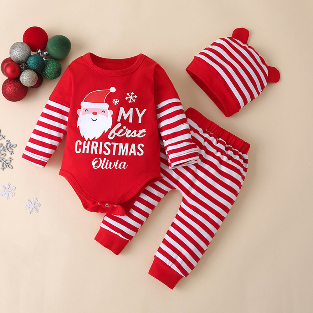 Personalized Baby Christmas 3pcs Outfit Set | MCGift158