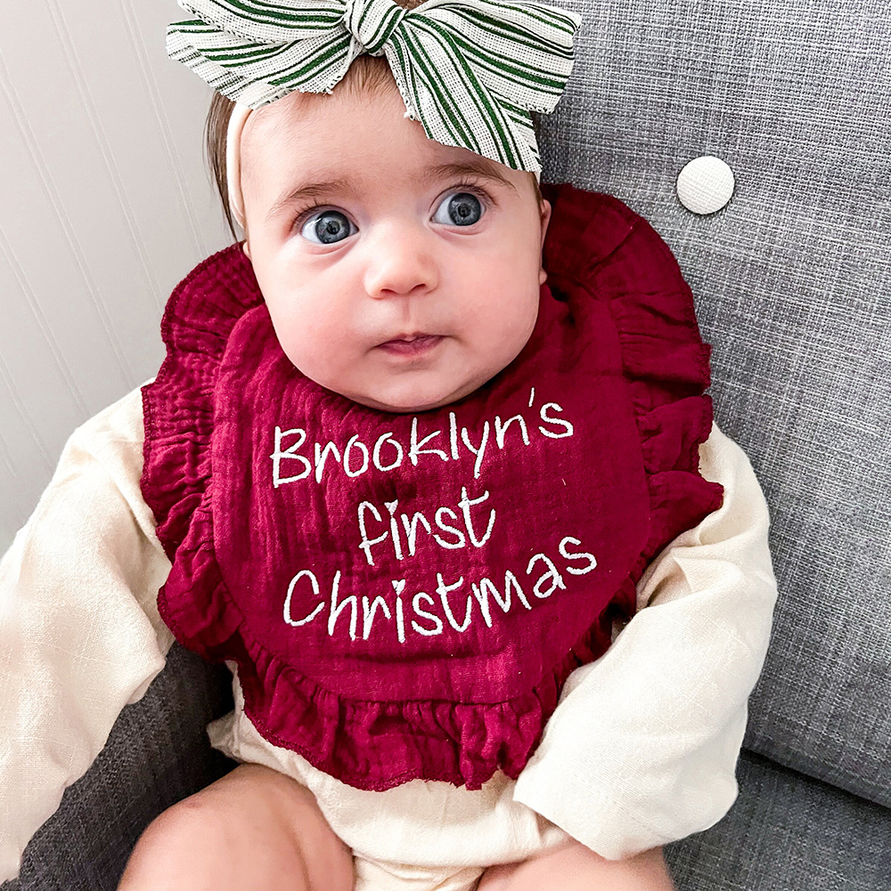 Personalized Embroidered Baby's First Christmas Bib | MCGift169