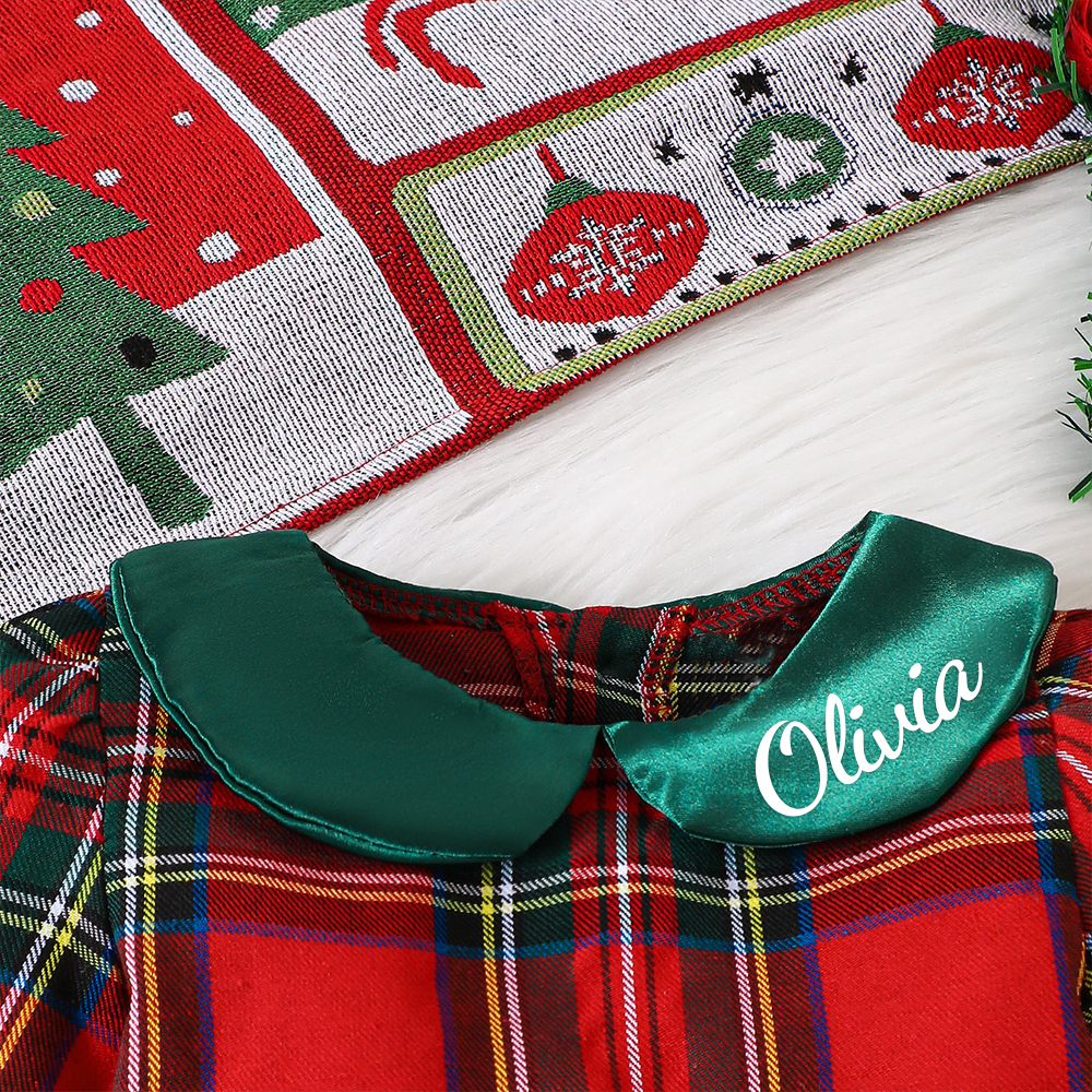 Personalized Checkered Red Christmas Outfit Dress | MCGift170