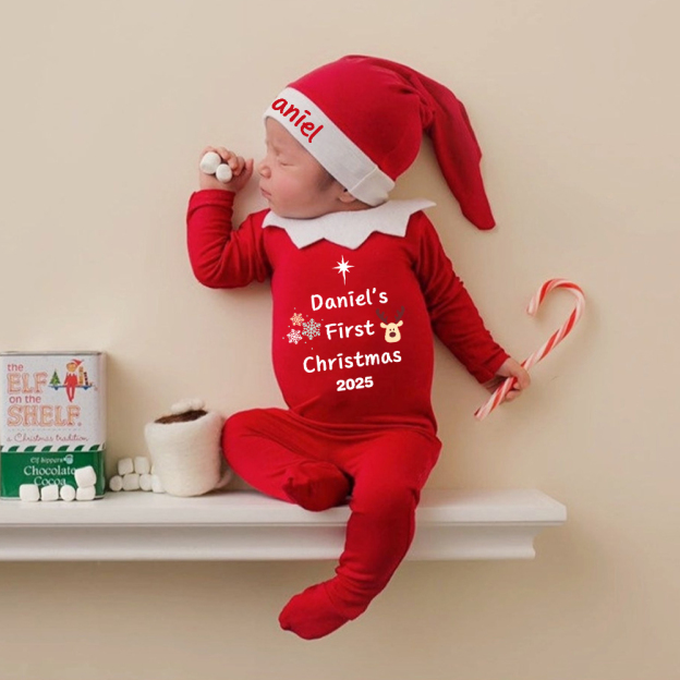 Personalized Christmas Newborn Prop Set Lovely Outfit | MCGift168