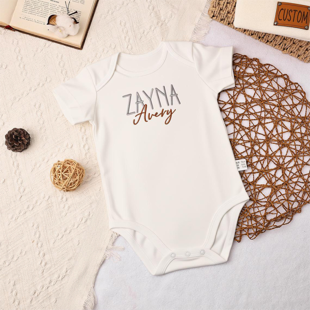 Personalized Embroidered Baby Announcement Romper | CWBaby310
