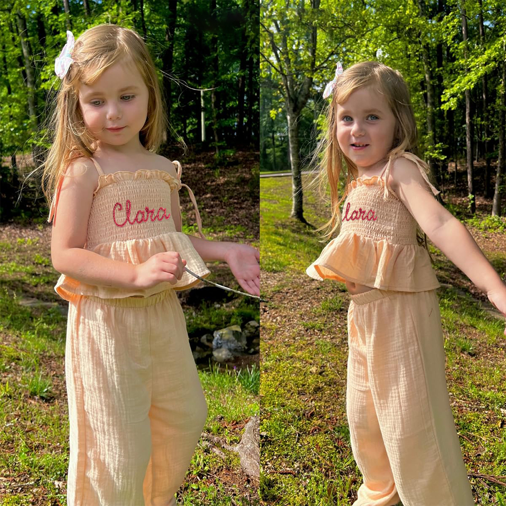 Personalised Hand Embroidery Toddler Girl Outfit | CWBaby313