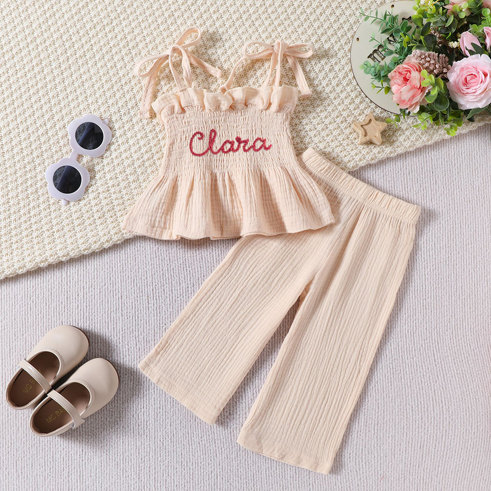 Personalised Hand Embroidery Toddler Girl Outfit | CWBaby313
