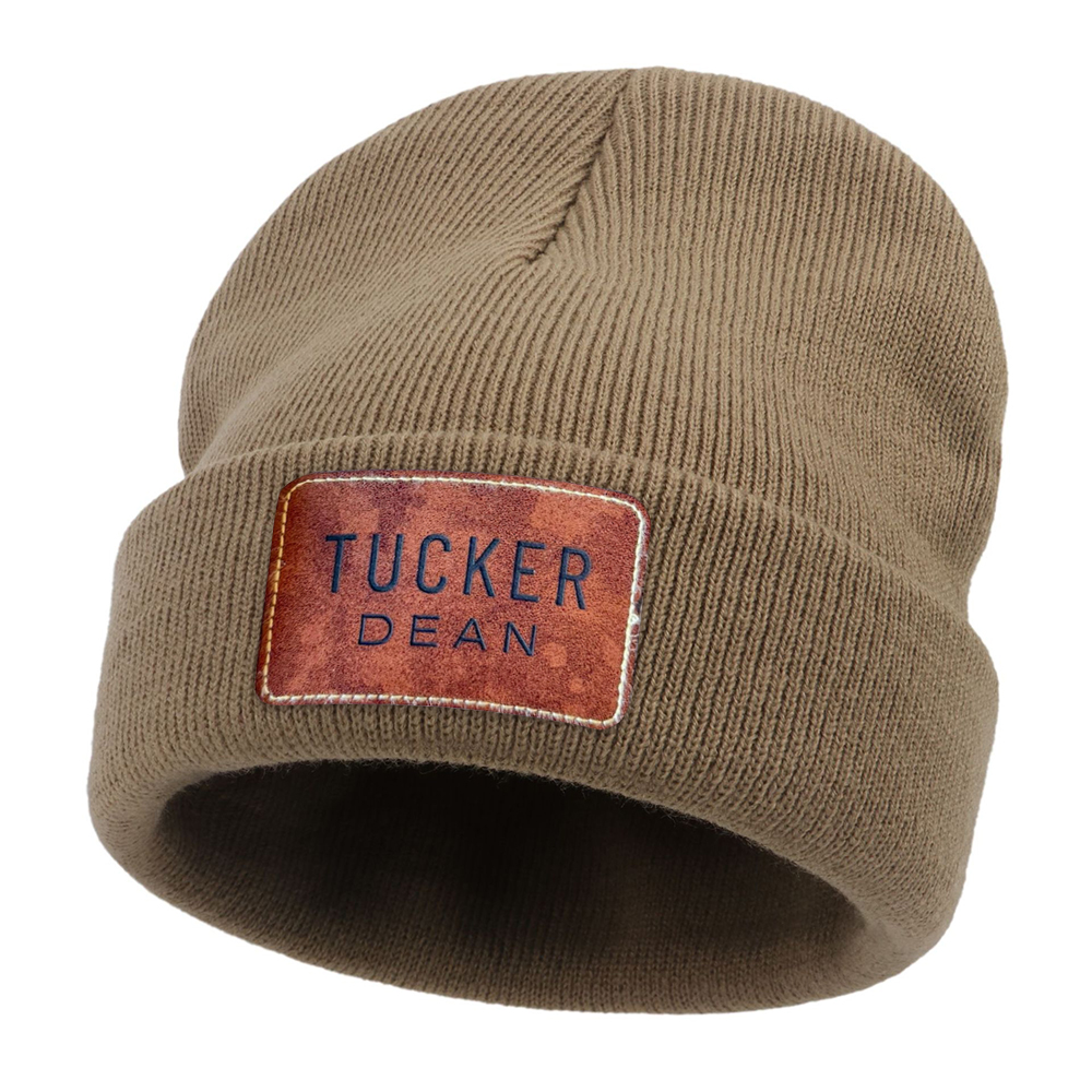 Personalized Classic Leather Patch Beanies For Kid & Adult | HSKid65