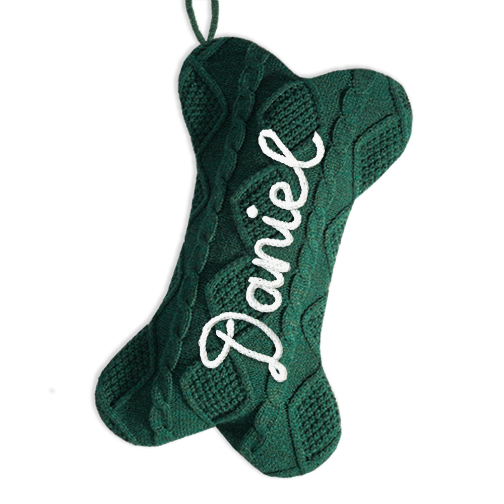 Personalized Hand-embroidery Dog Bone Christmas Stocking | MCGift177