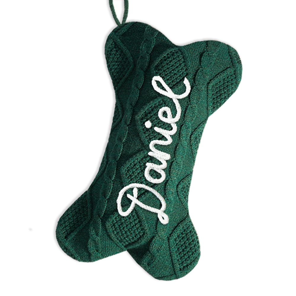 Personalized Hand-embroidery Dog Bone Christmas Stocking | MCGift177