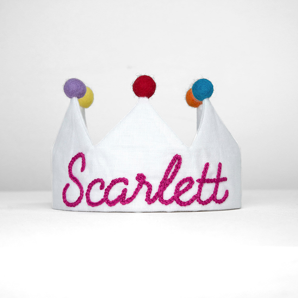 Personalized Hand Embroidered Baby Birthday Party Crown | CWBaby321