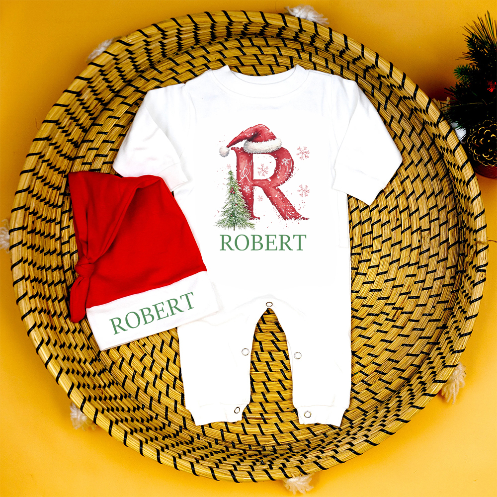 Personalized Baby 1st Christmas Romper and Hat Set | MCGift178