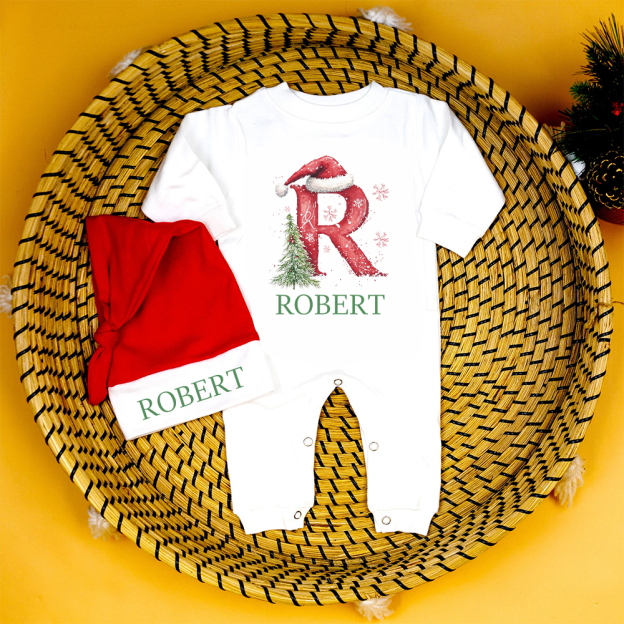 Personalized Baby 1st Christmas Romper and Hat Set | MCGift178