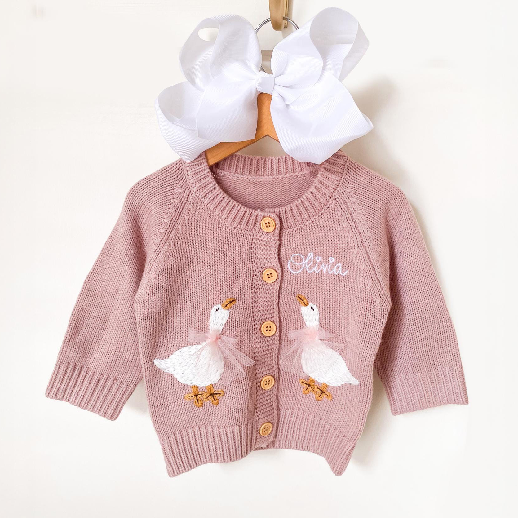 Personalized Baby Embroidered Cute Goose Cardigan | CWBaby325