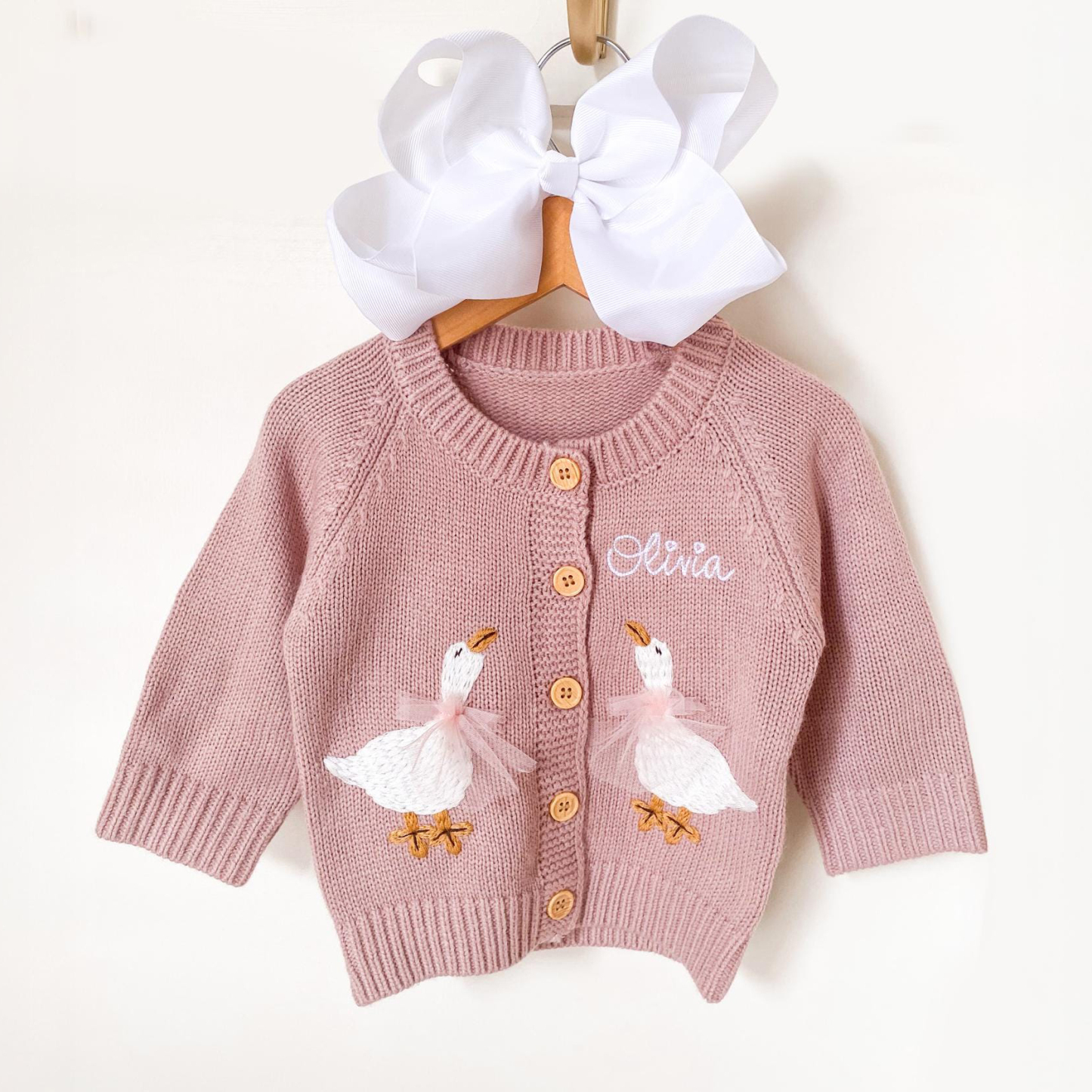 Personalized Baby Embroidered Cute Goose Cardigan | CWBaby325