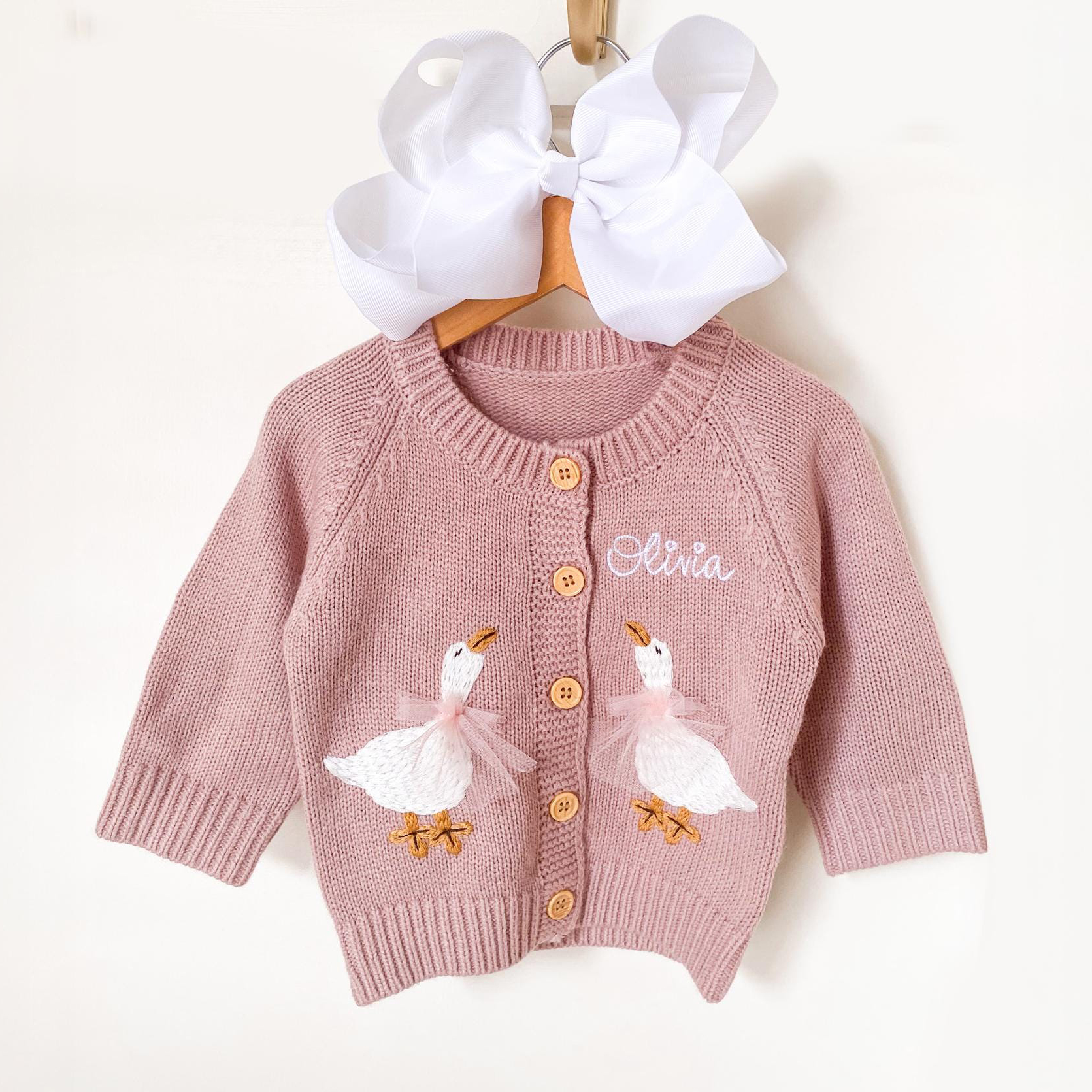 Personalized Baby Embroidered Cute Goose Cardigan | CWBaby325