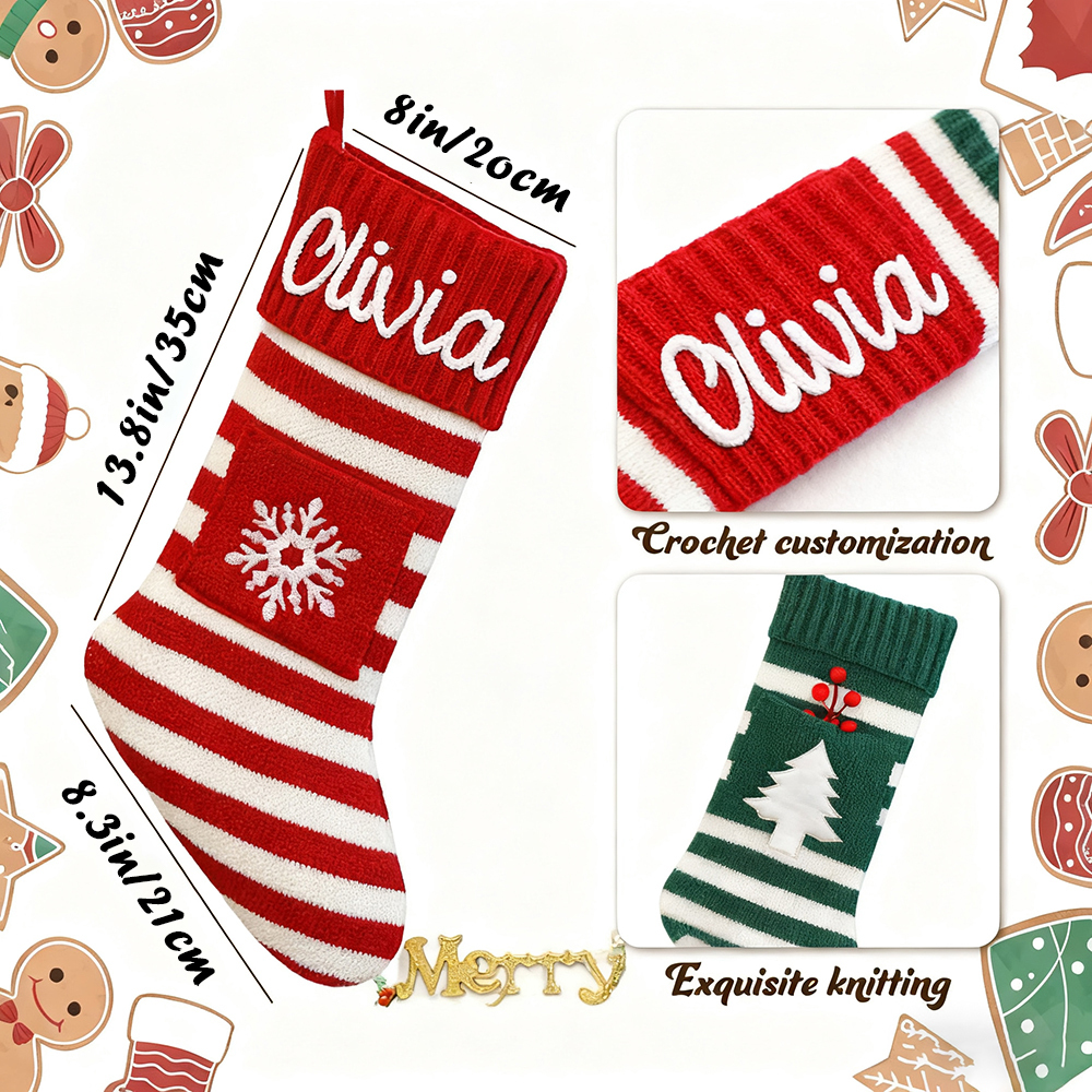 Personalized Hand Embroidered Christmas Decor Stocking | MCGift183