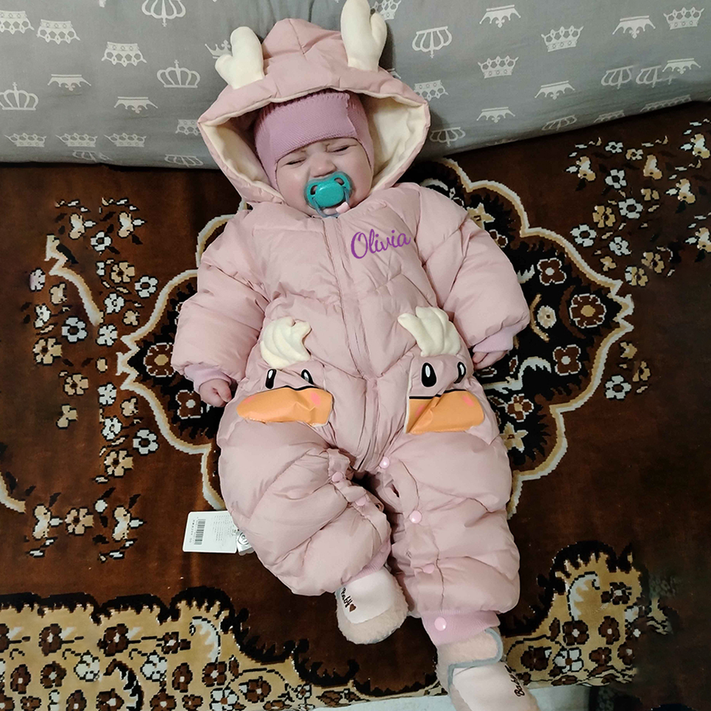 Personalized Baby Antler Lightweight Down Cotton Romper | CWBaby326