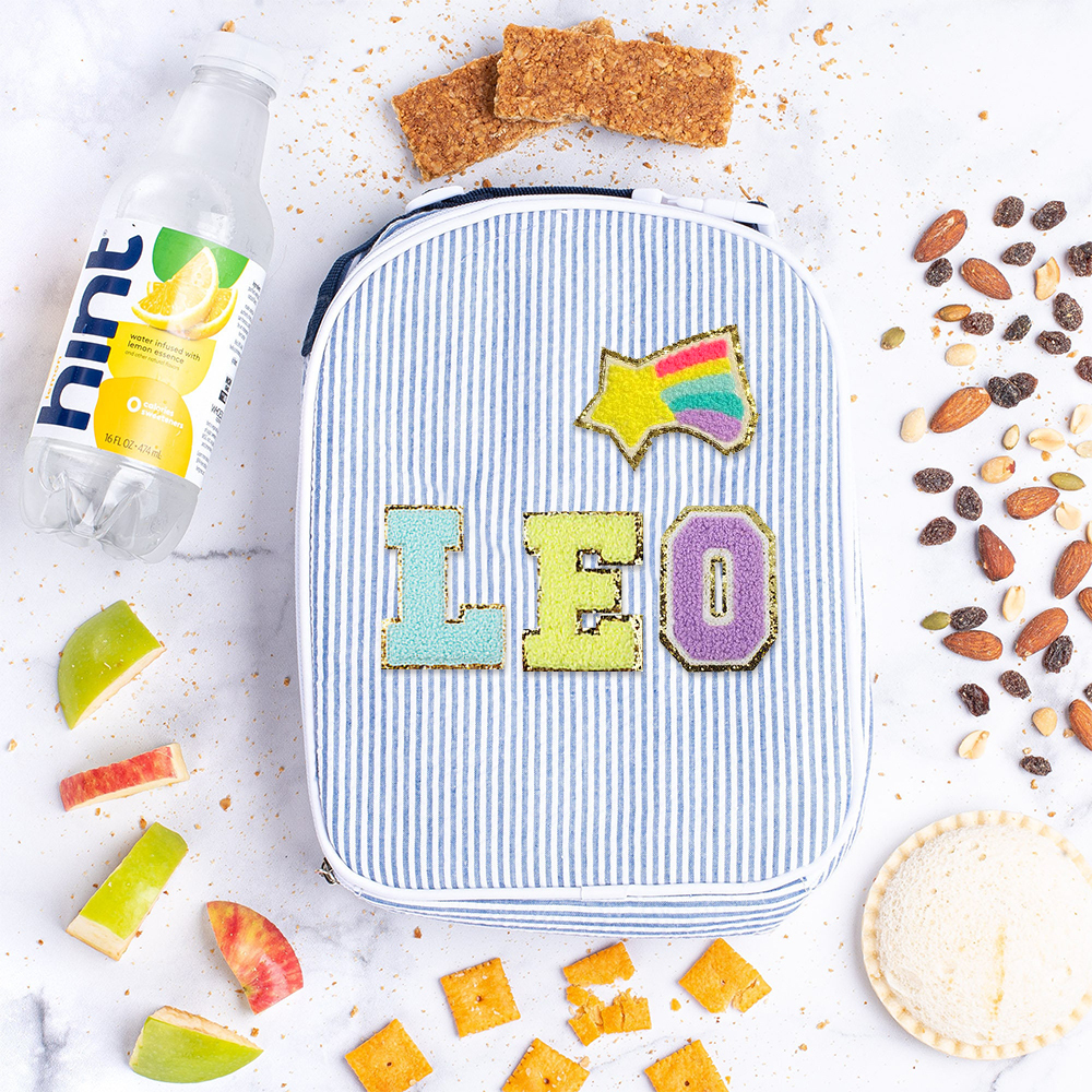 Personalized Chenille Patch Kids Seersucker Lunch Bag