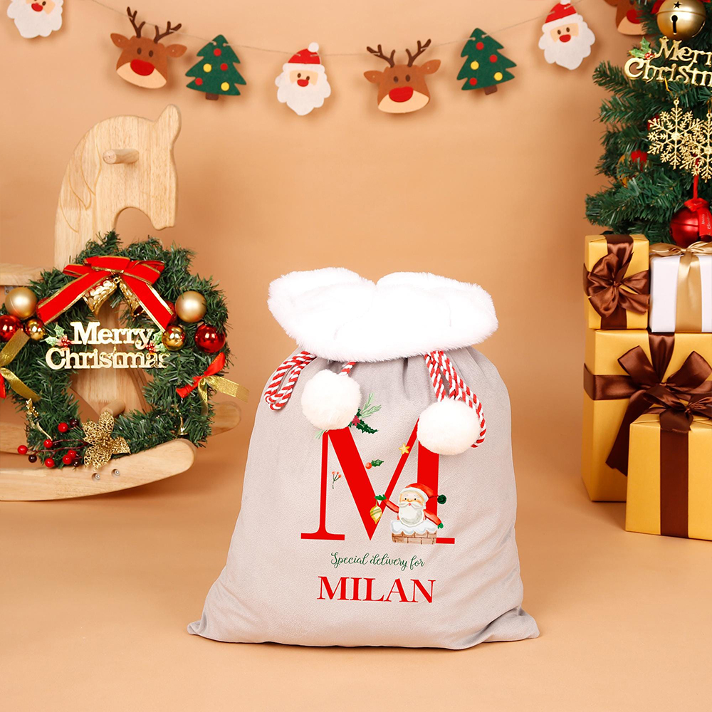Personalized Christmas Velvet Santa Sack for Gifts | MCGift186