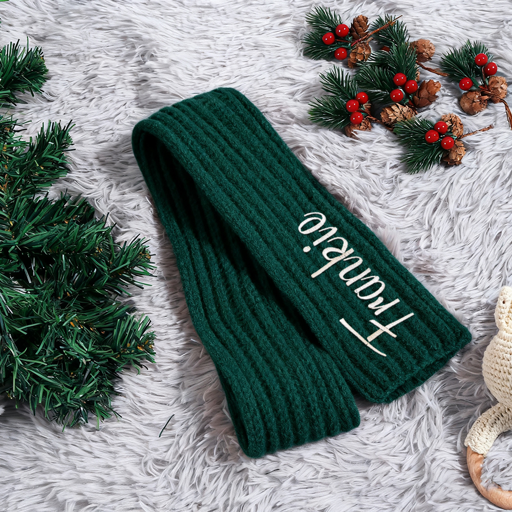 Personalized Embroidery Handmade Knitted Kid Scarf | HSKid68