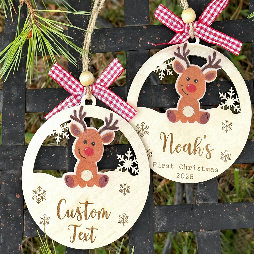 Personalized Wooden Christmas Reindeer Ornaments | MCGift188