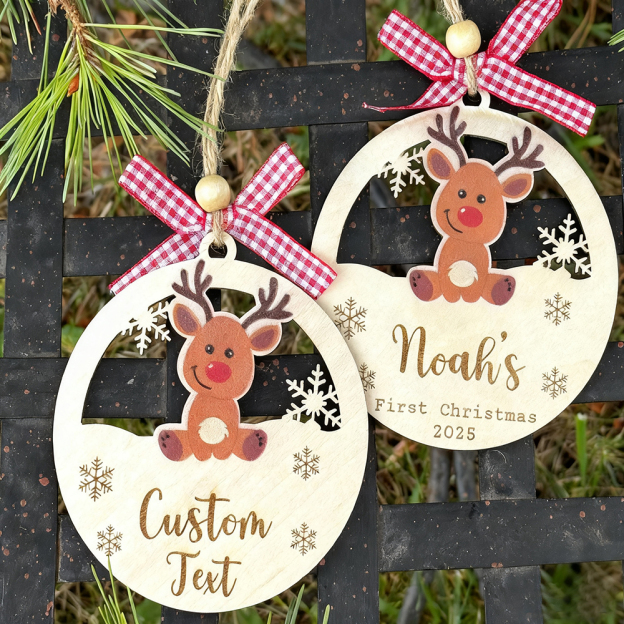 Personalized Wooden Christmas Reindeer Ornaments | MCGift188