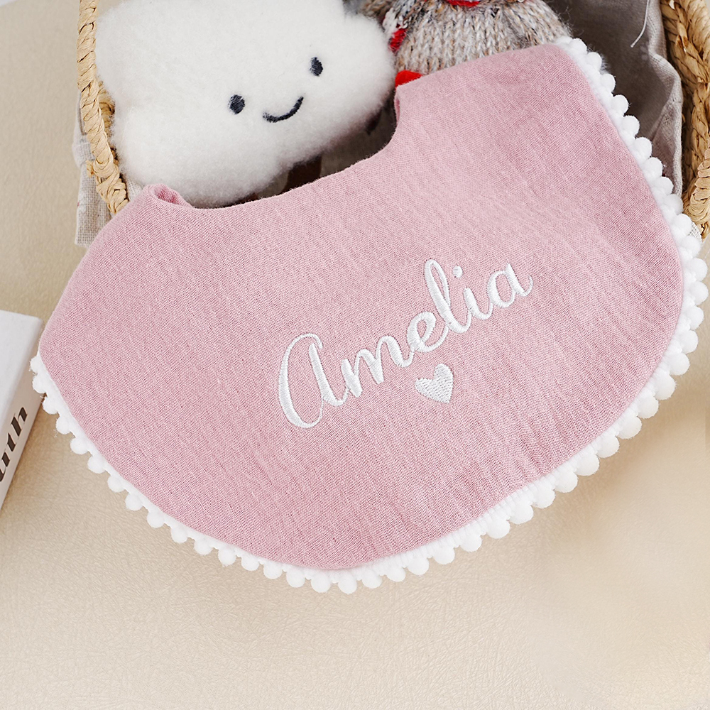 Personalized Embroidered Monogrammed Baby Muslin Bib | CWBaby214