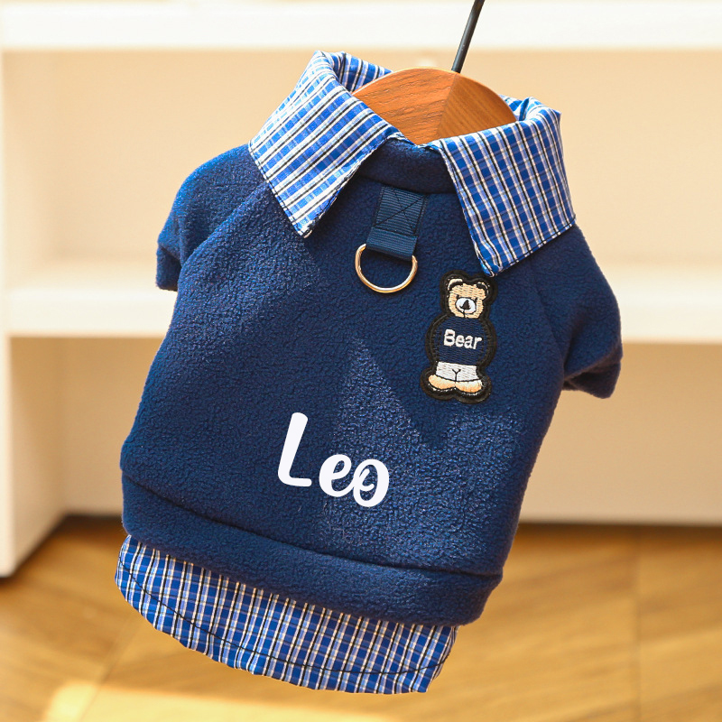 Personalized Pet Grid Collar Fleece Sweatshirt | BKPet244